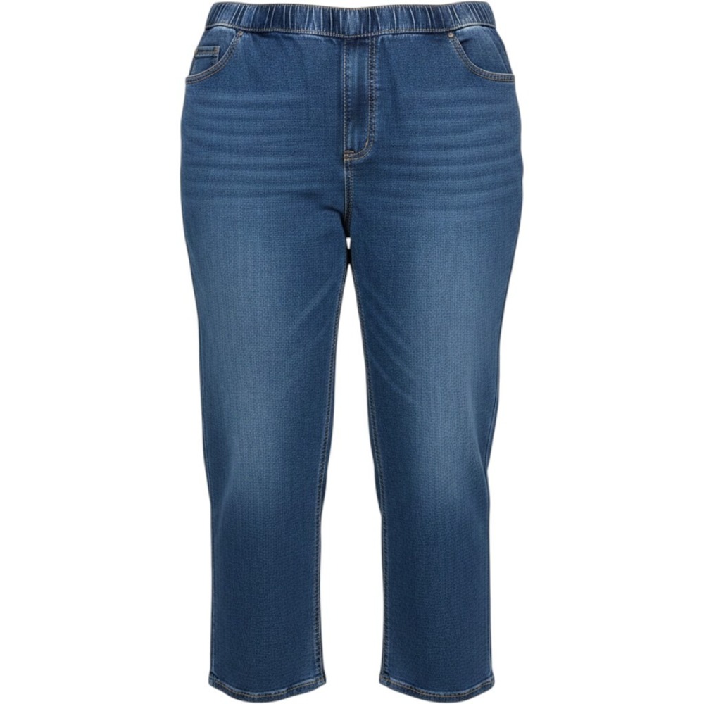 Catherines Knit Jean Pull On Womens 3XWP Blue Slim Leg Stretch French Terry NWT